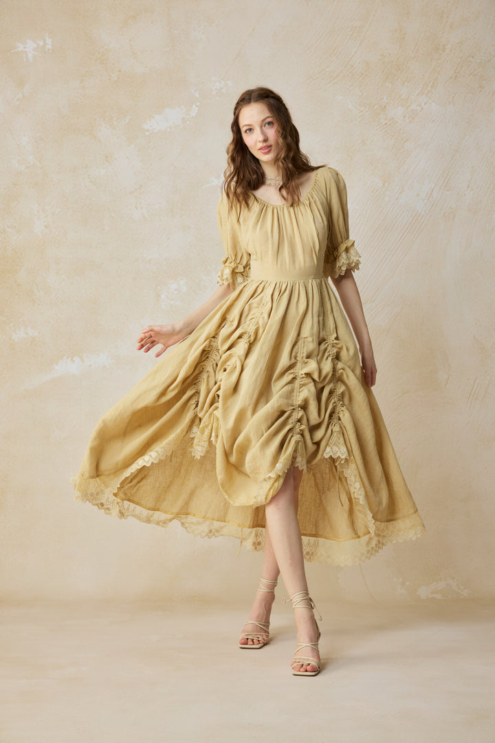 Elowen 27 | Lace Linen dress gown ( 2 way to wear )