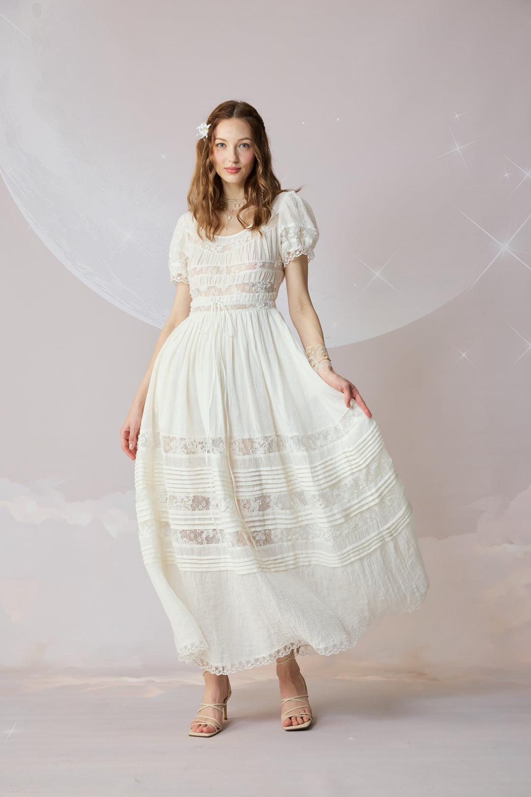 Dawn 17 | Lace Linen Dress Gown White / 3XL Dawn 17 | Lace Linen Dress Gown White / 3XL