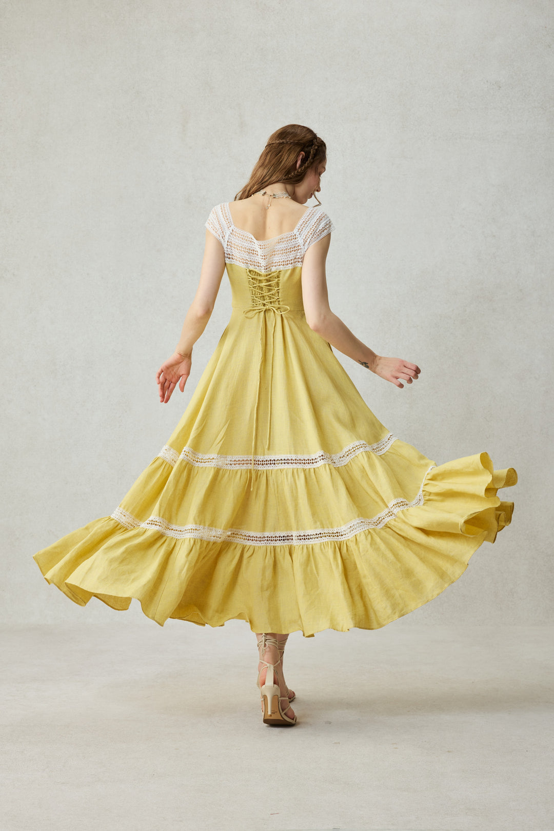 Cherry Tree 25 | Lace Linen flared dress