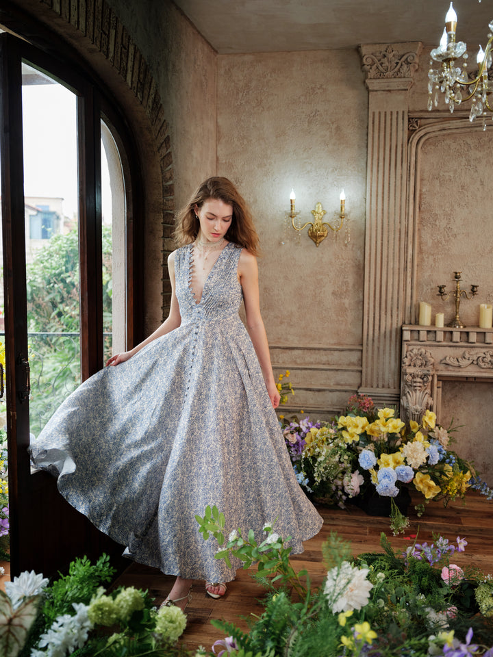 Rebecca 18 | Pleated Maxi Linen Dress