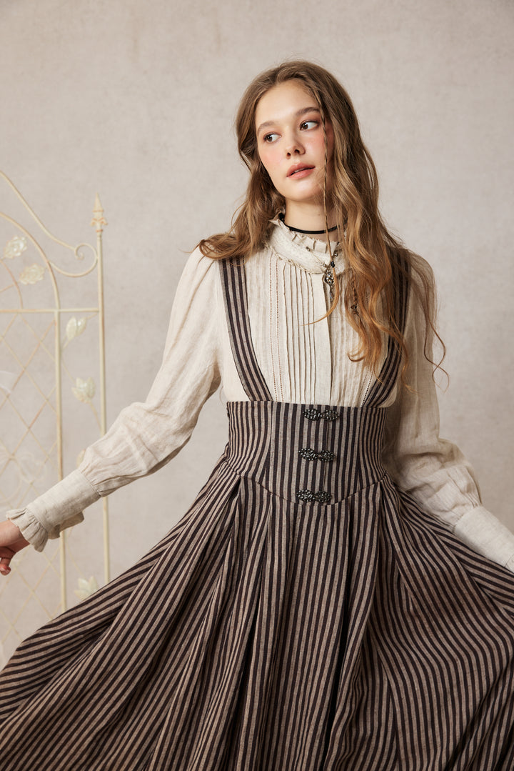 Clarise 22 |Retro Linen Skirt & Cape (2 pieces)