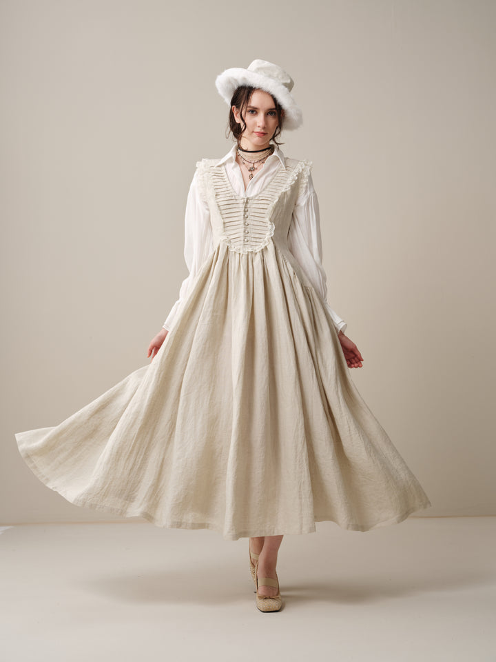 Edith 14 | Pleated Corset Linen Dress