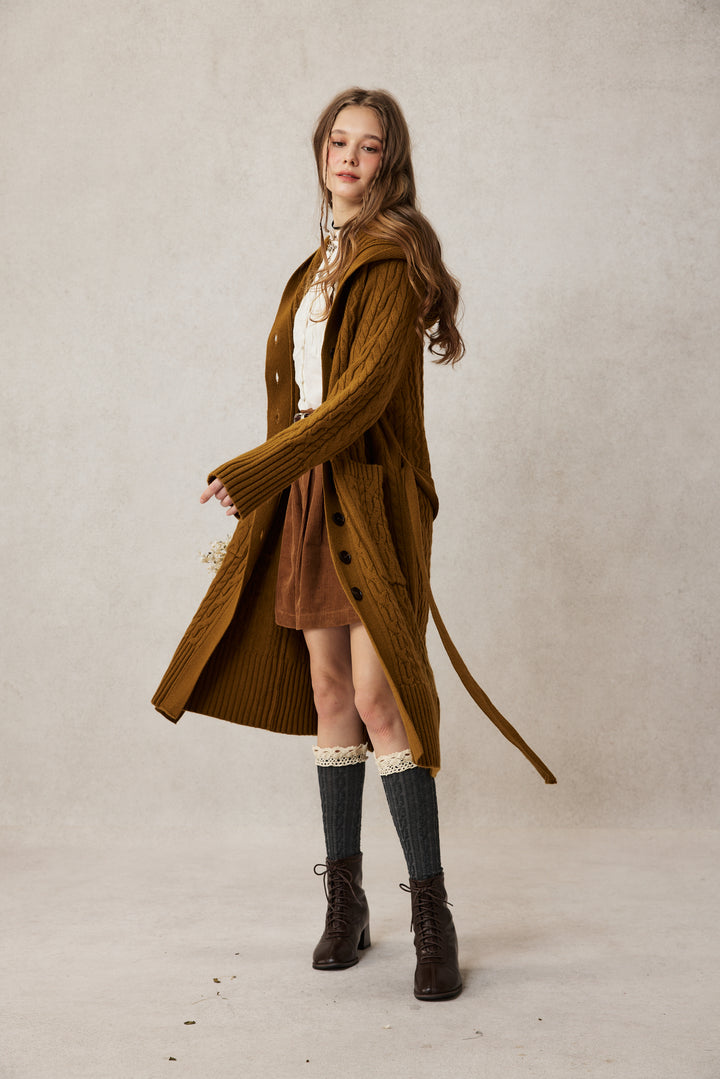 Hudson 15 | 100% wool hooded cardigan coat