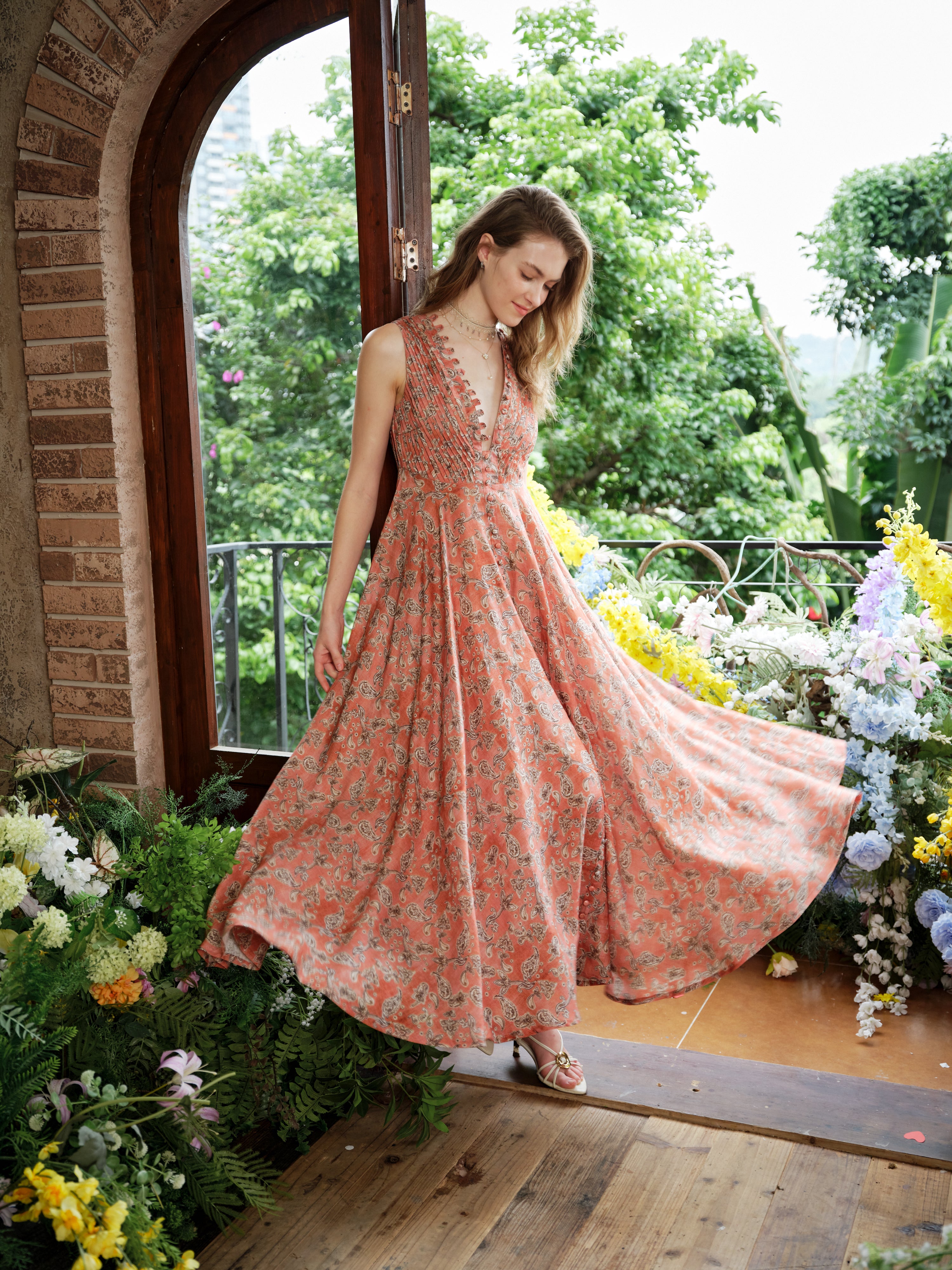 Rebecca 18 | Pleated Maxi Linen Dress – Linennaive