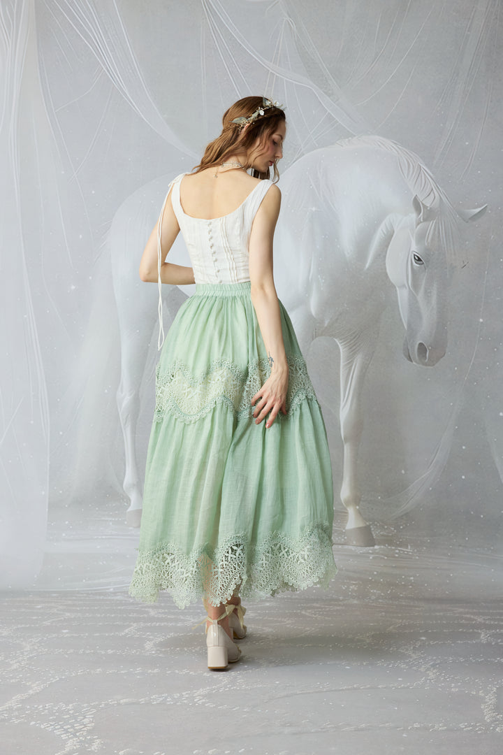 Moonstone 22 |Lace linen Maxi skirt