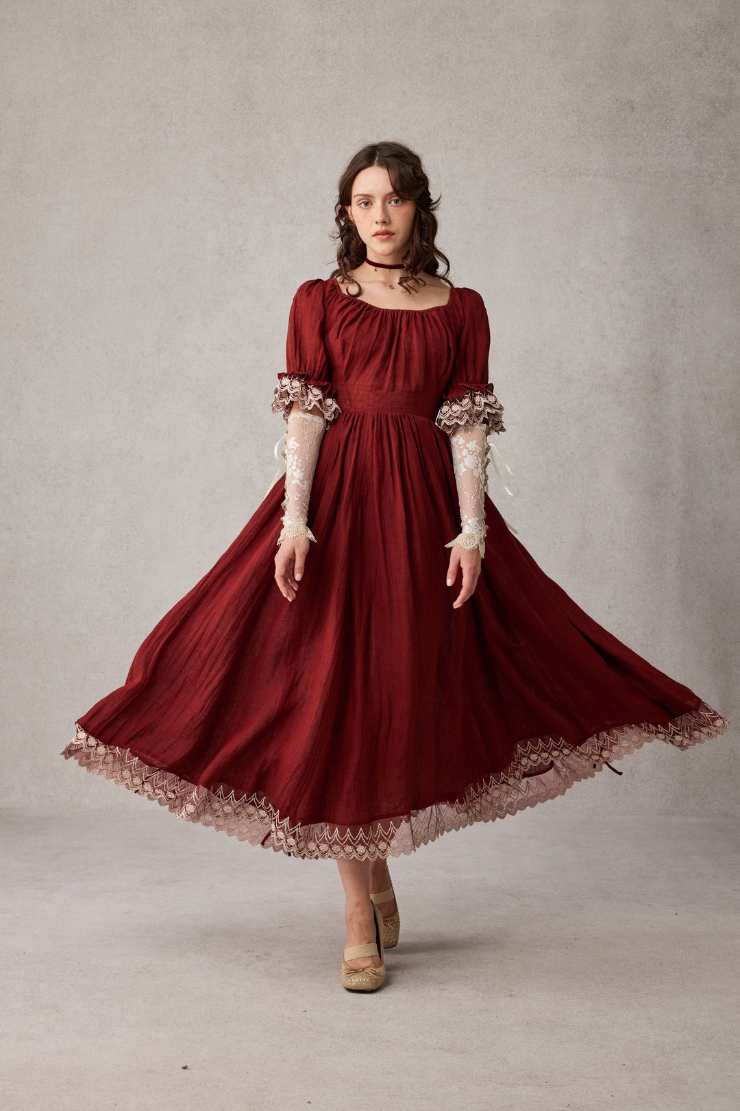 Elowen 27 | Lace Linen dress gown ( 2 way to wear )