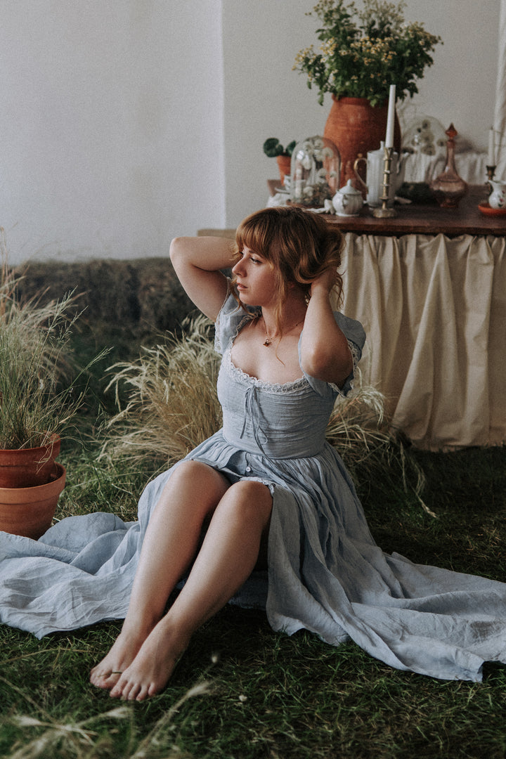 Monet Haze 26 | Fairy layered Linen Dress with pintucks
