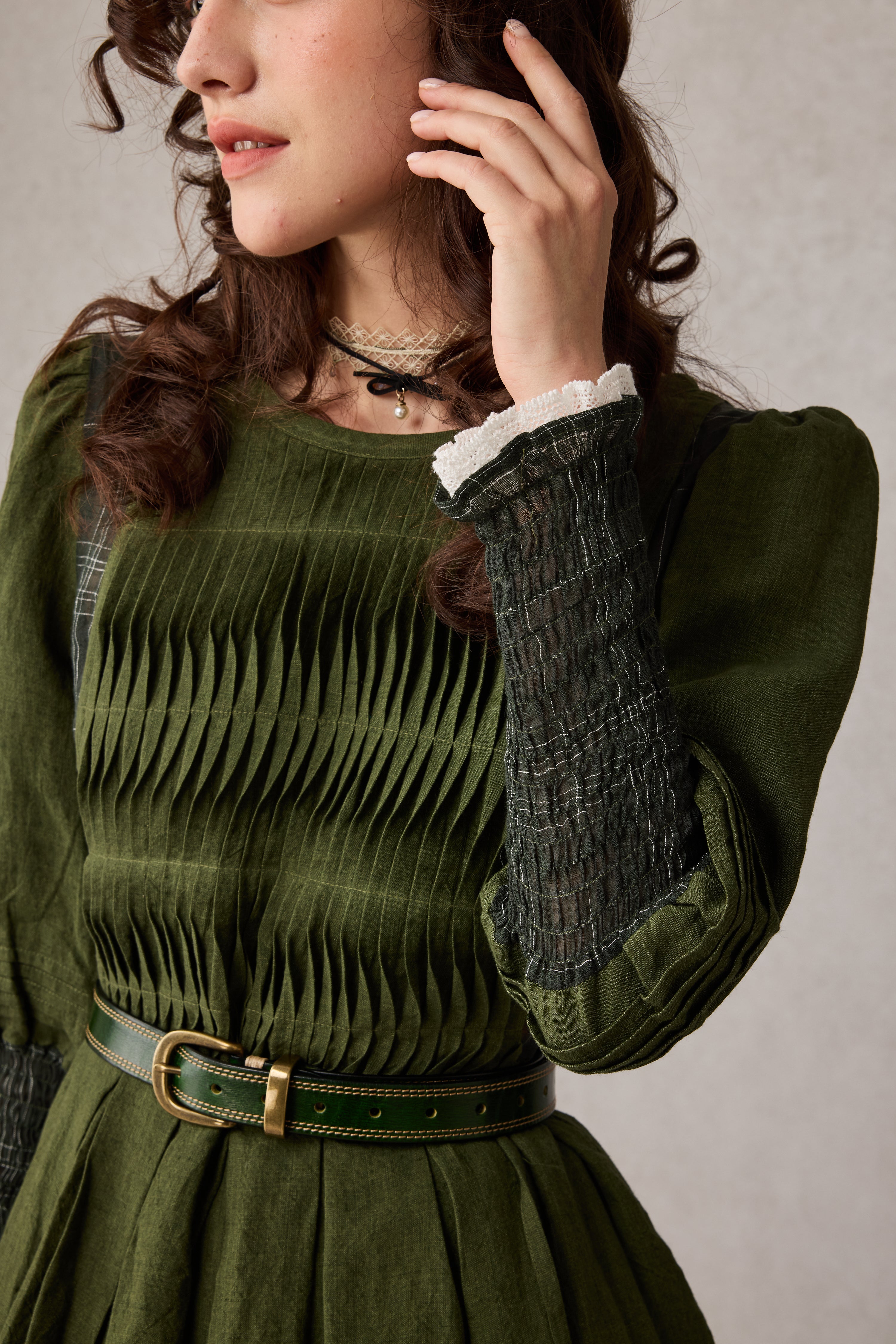 Eliana 15 | Pintucked Patchwork Linen Dress – Linennaive