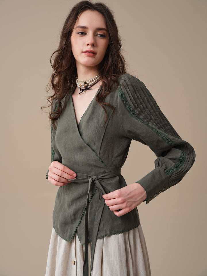 Marguerite | Soft Linen Wrap Blouse