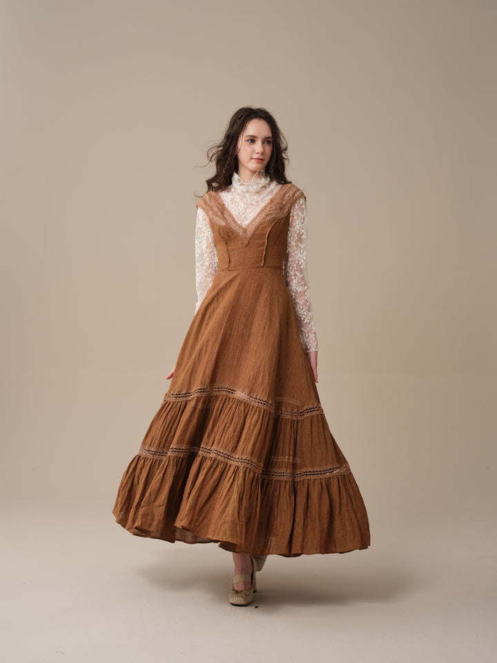 Cherry Tree 25 | Lace Linen flared dress