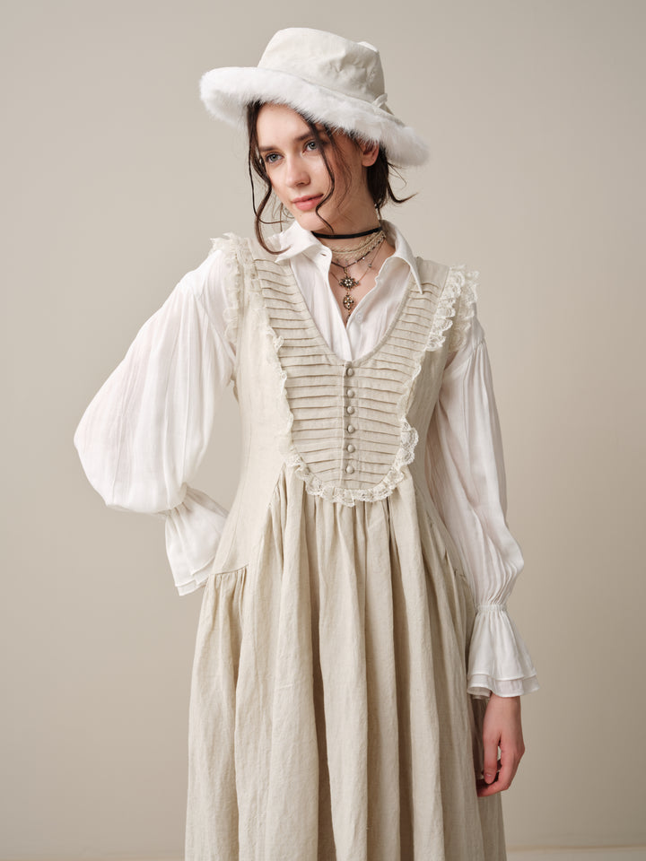 Edith 14 | Pleated Corset Linen Dress