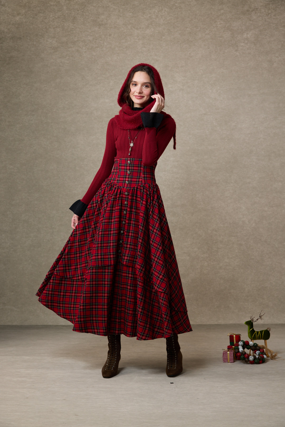 Christina 19 |Retro Layered Wool Skirt