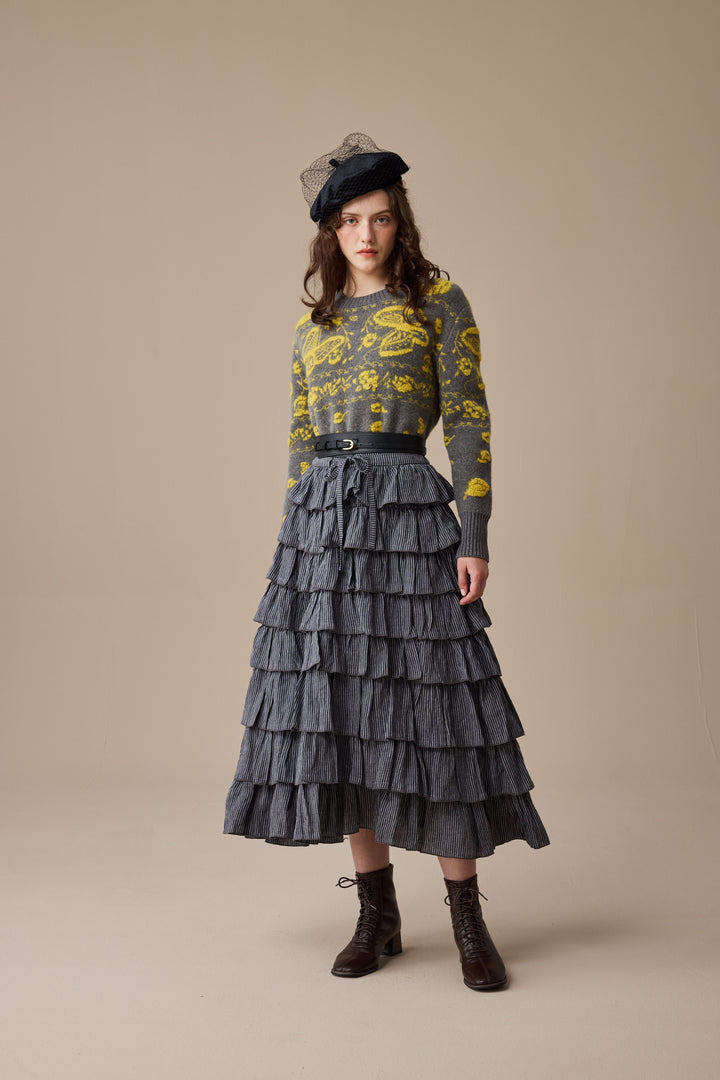 Ischia 14 | Layered petal linen skirt