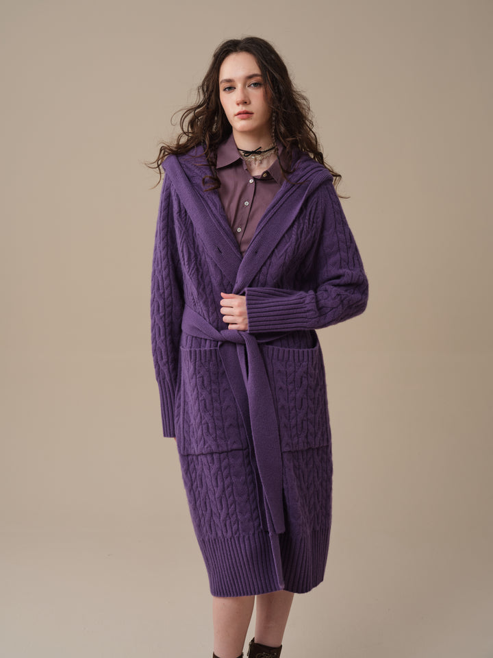 Hudson 15 | 100% wool hooded cardigan coat