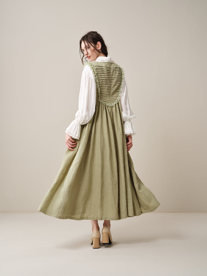 Edith 14 | Pleated Corset Linen Dress