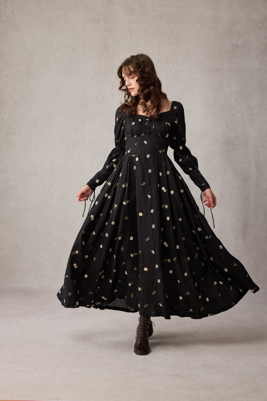 Phoenix 24 | Embroidery Daisy Linen Dress