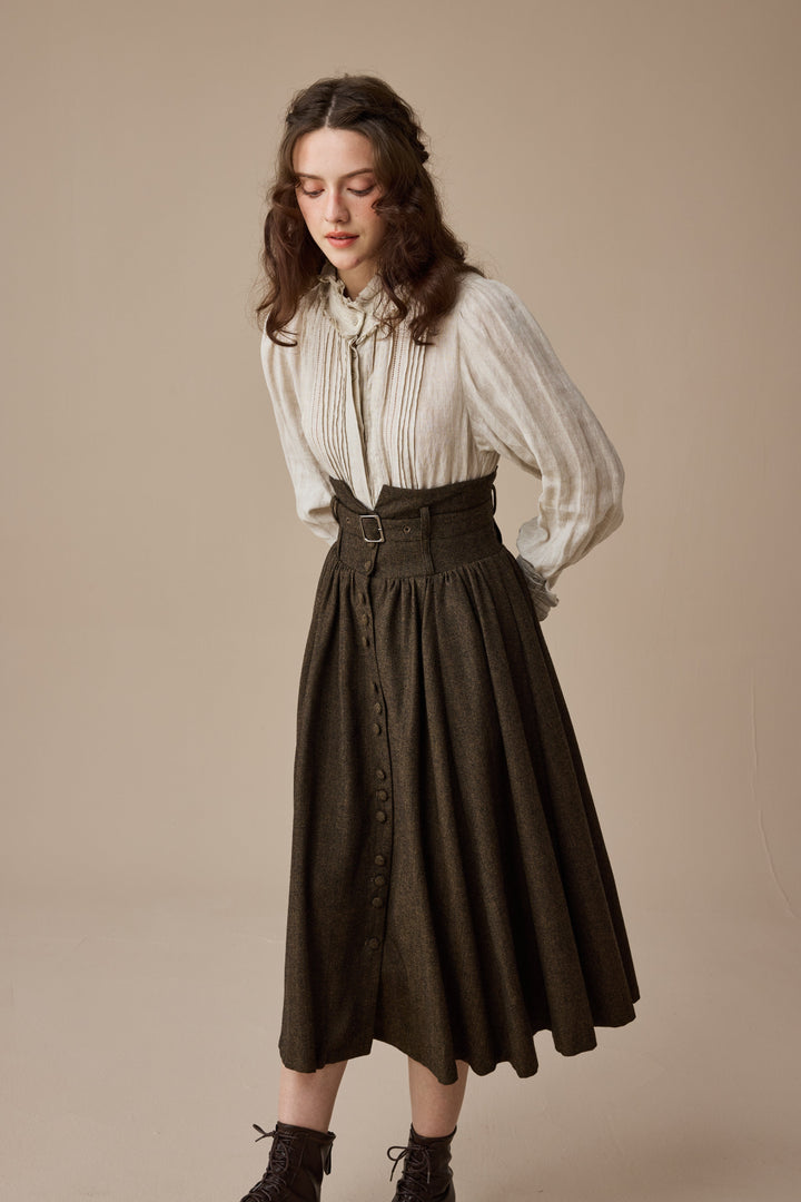 Bette 28 | Retro Belted Wool Skirt