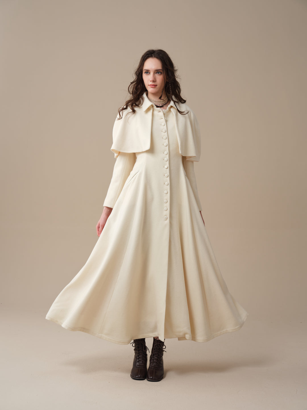 Charlotte 01 | 100% Wool Cape Trench Coat
