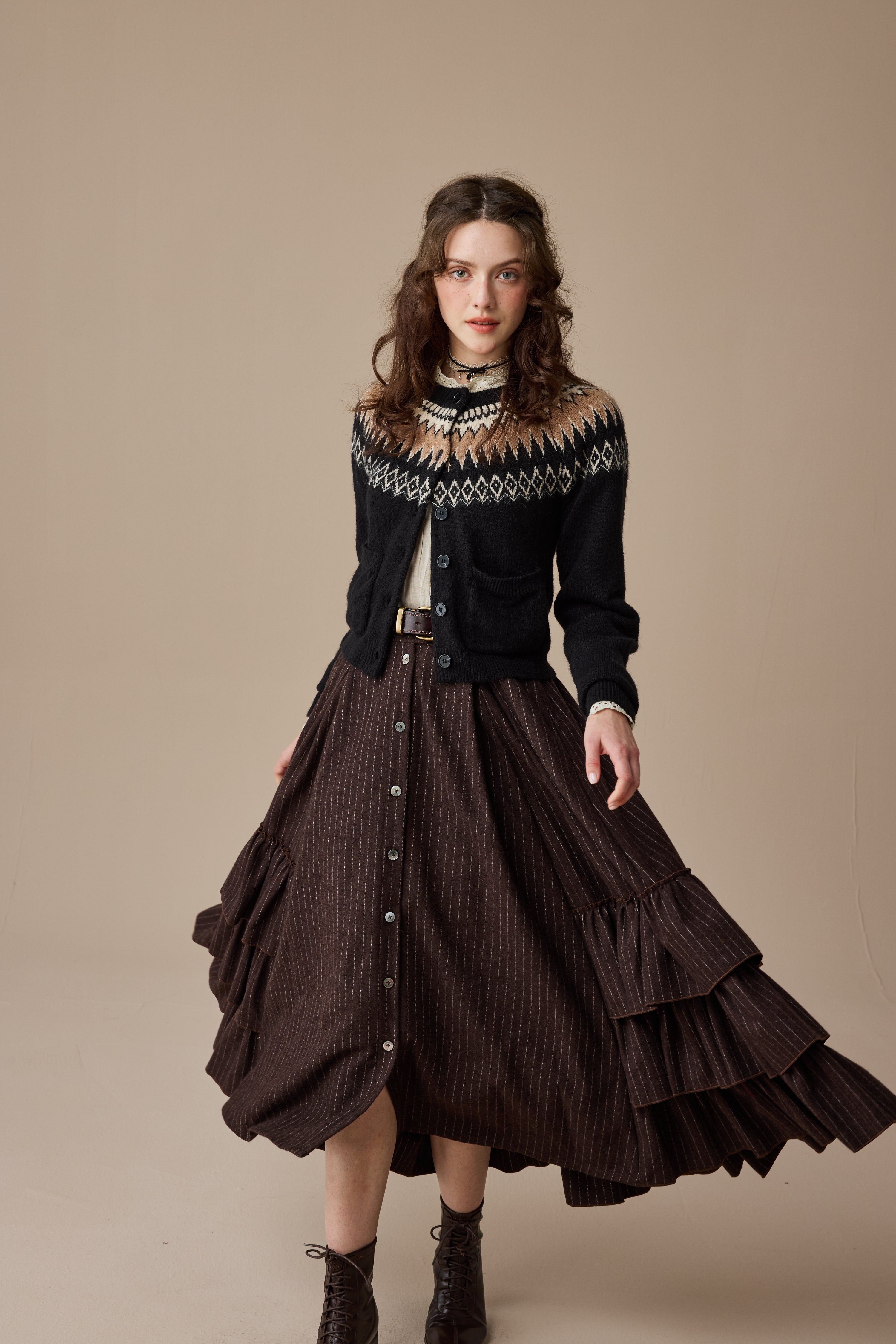 Kaite 18 |ruffled maxi wool skirt – Linennaive
