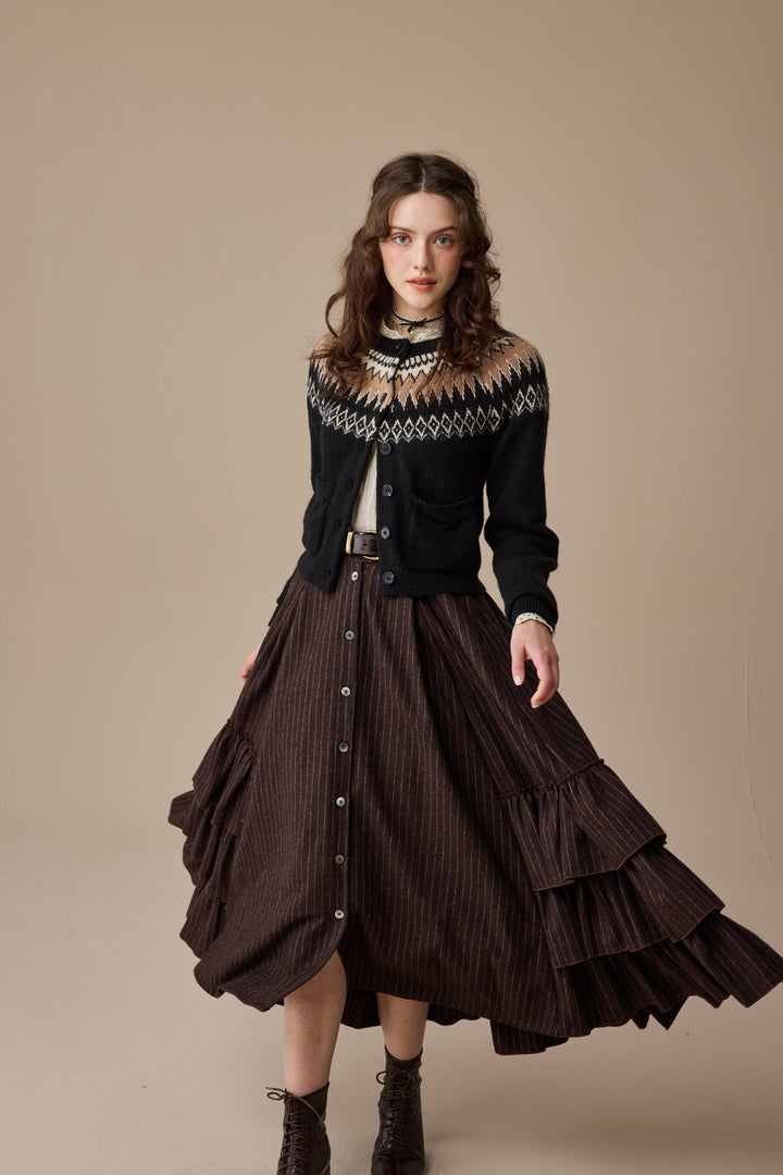 Kaite 18 |ruffled maxi wool skirt