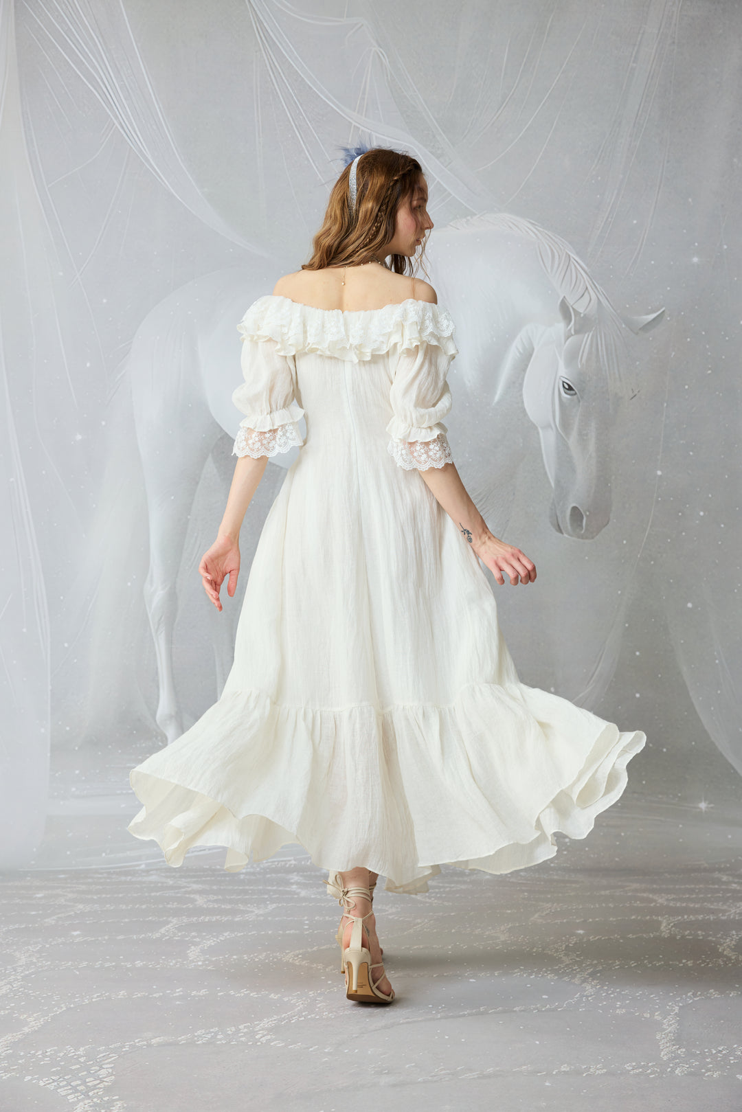 Dewdrops 16 | Maxi Linen Dress Gown White / 2XL Dewdrops 16 | Maxi Linen Dress Gown White / 2XL