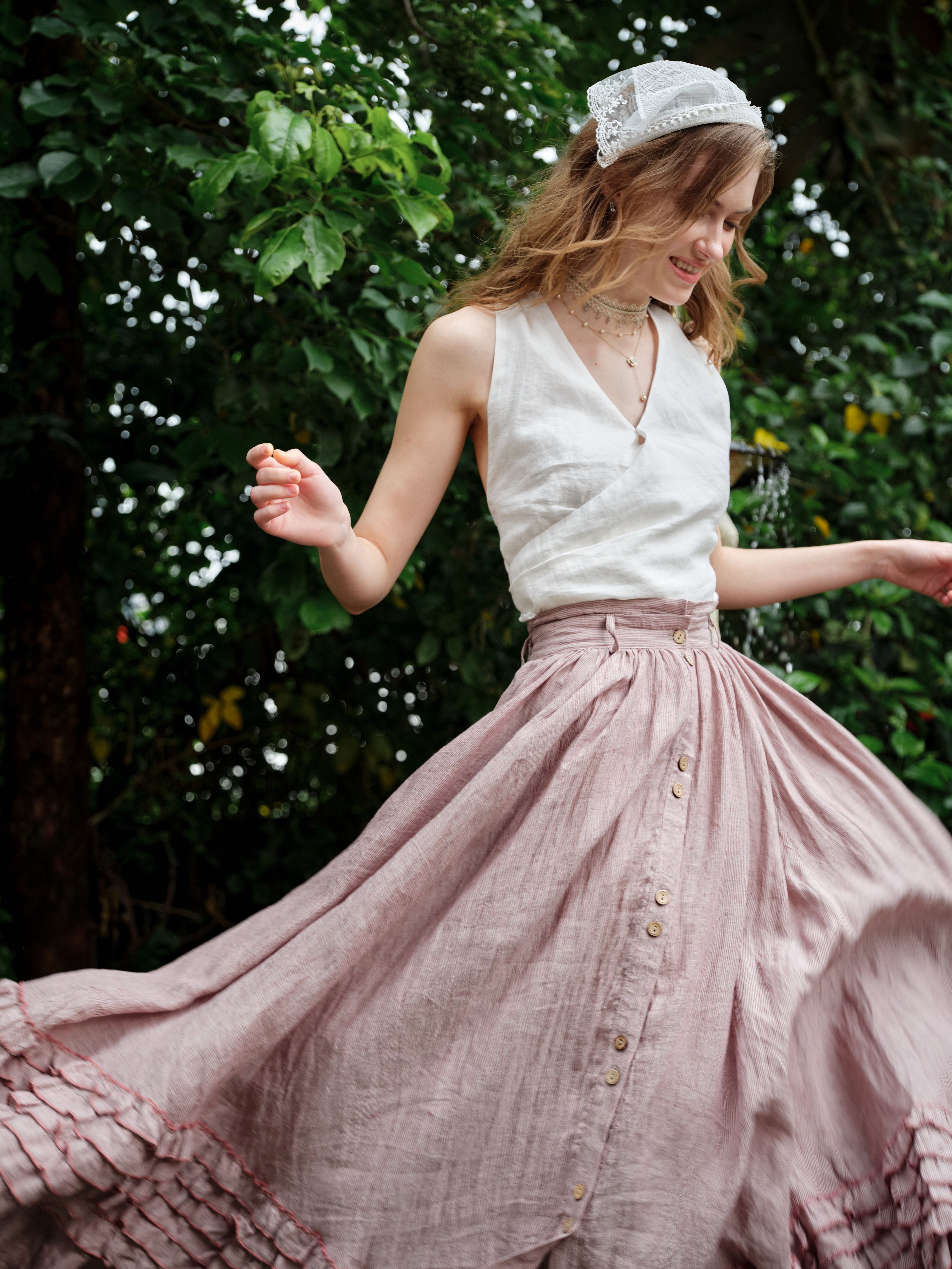 Dorothy 27 | Ruffled maxi linen skirt – Linennaive