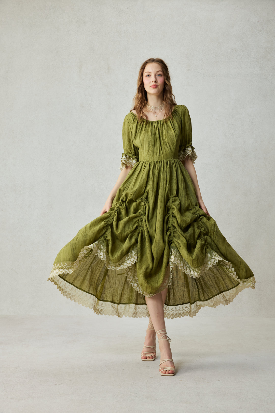 Elowen 27 | Lace Linen dress gown ( 2 way to wear )