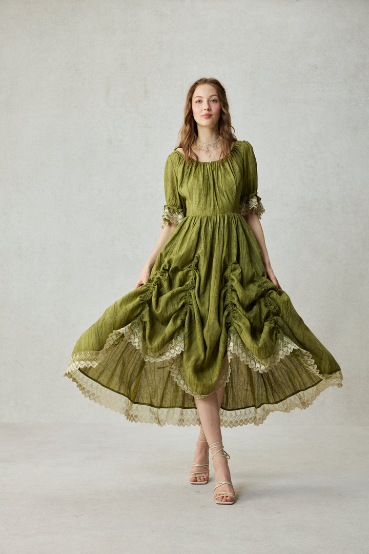 Elowen 27 | Lace Linen dress gown ( 2 way to wear )