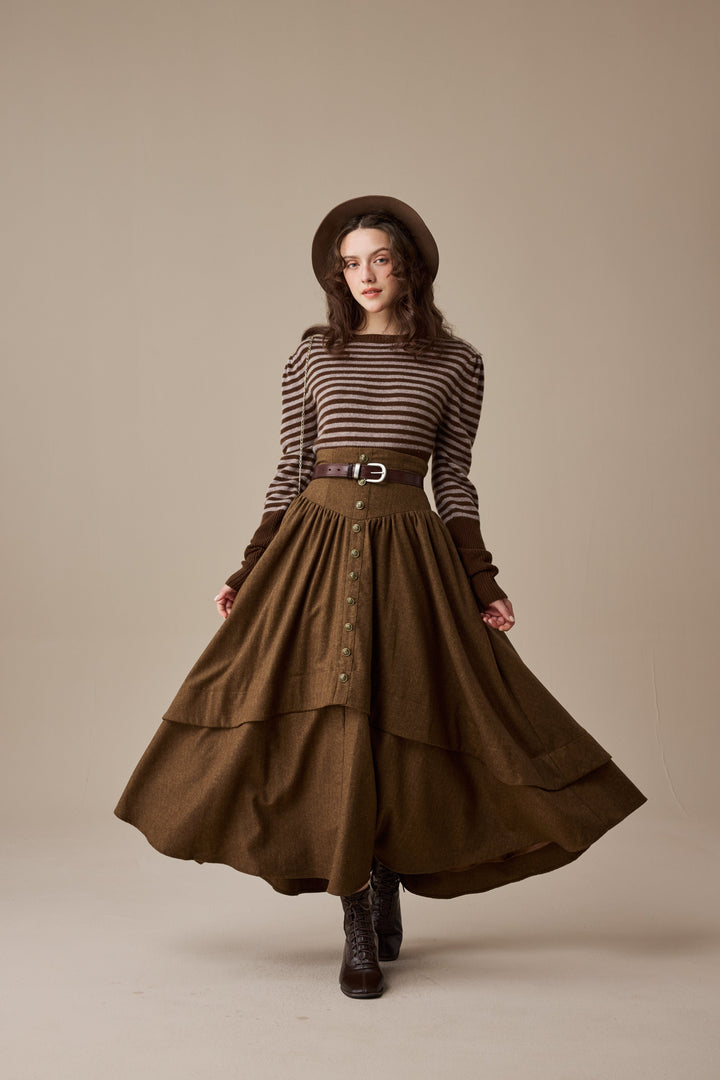 Christina 19 |Retro Layered Wool Skirt