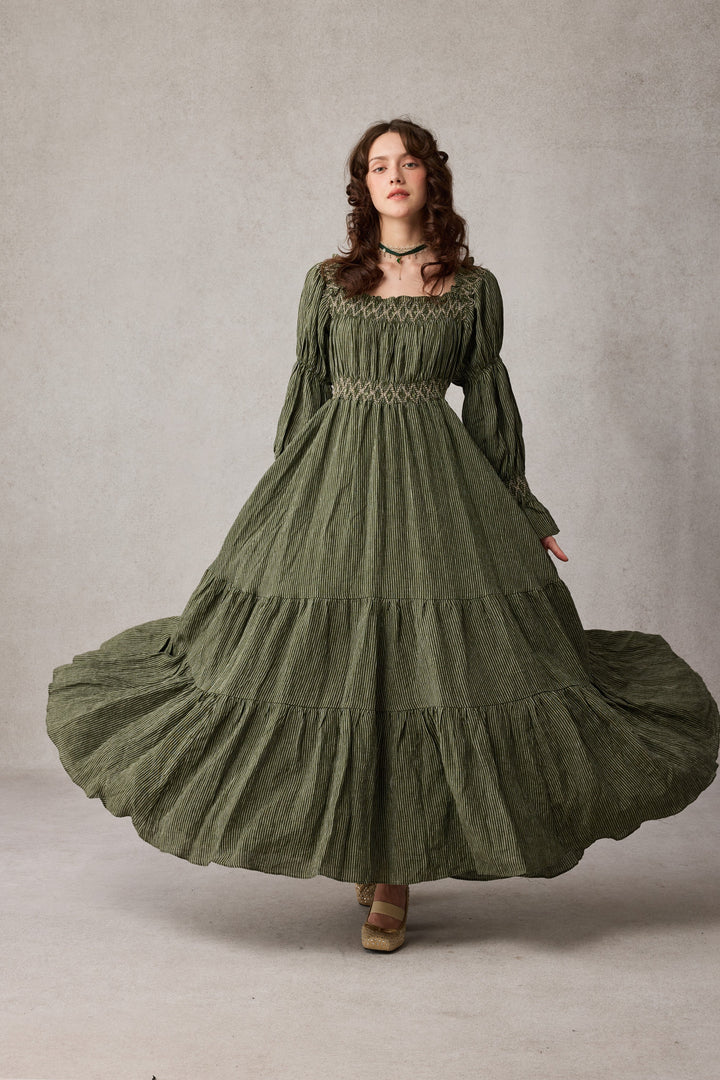 Cloud 21 | smocking embroidery linen dress