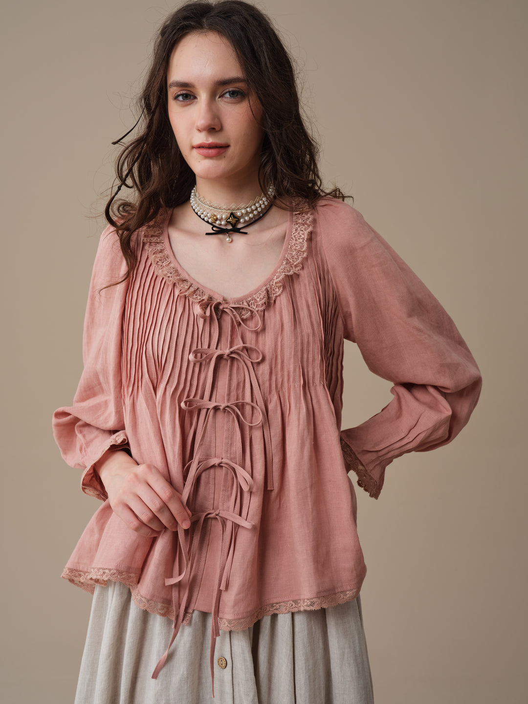Isadora | Ruby Linen Poet Shirt