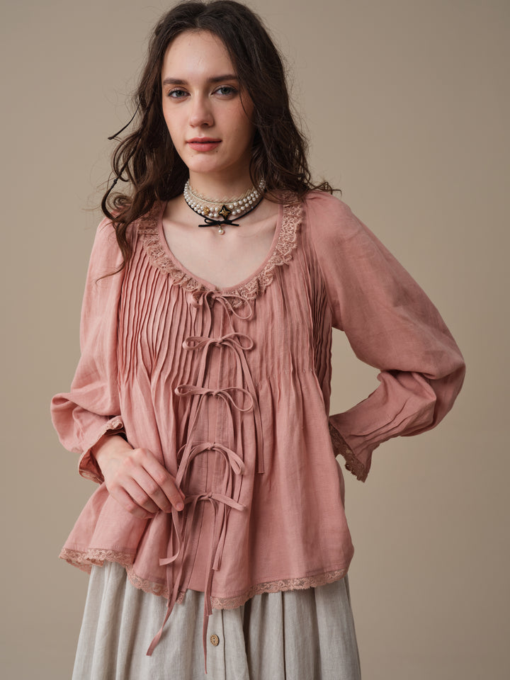 Isadora | Ruby Linen Poet Shirt