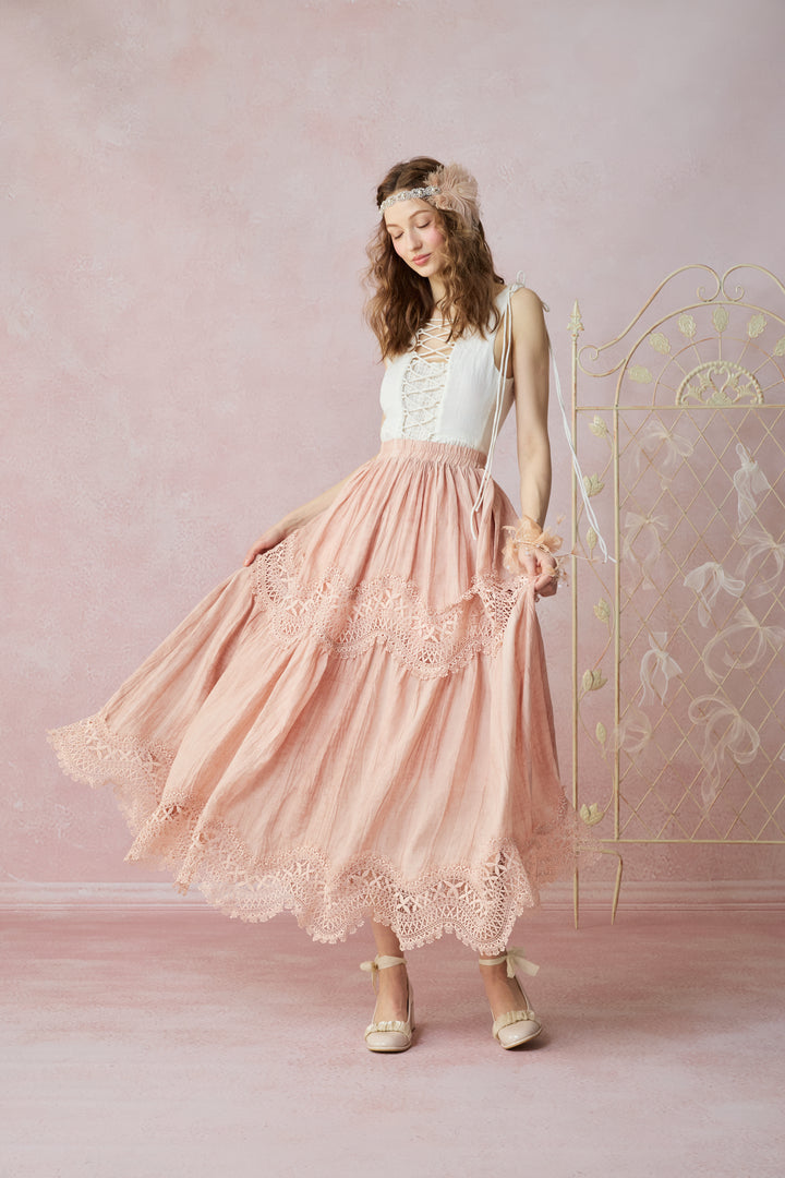 Moonstone 22 |Lace linen Maxi skirt