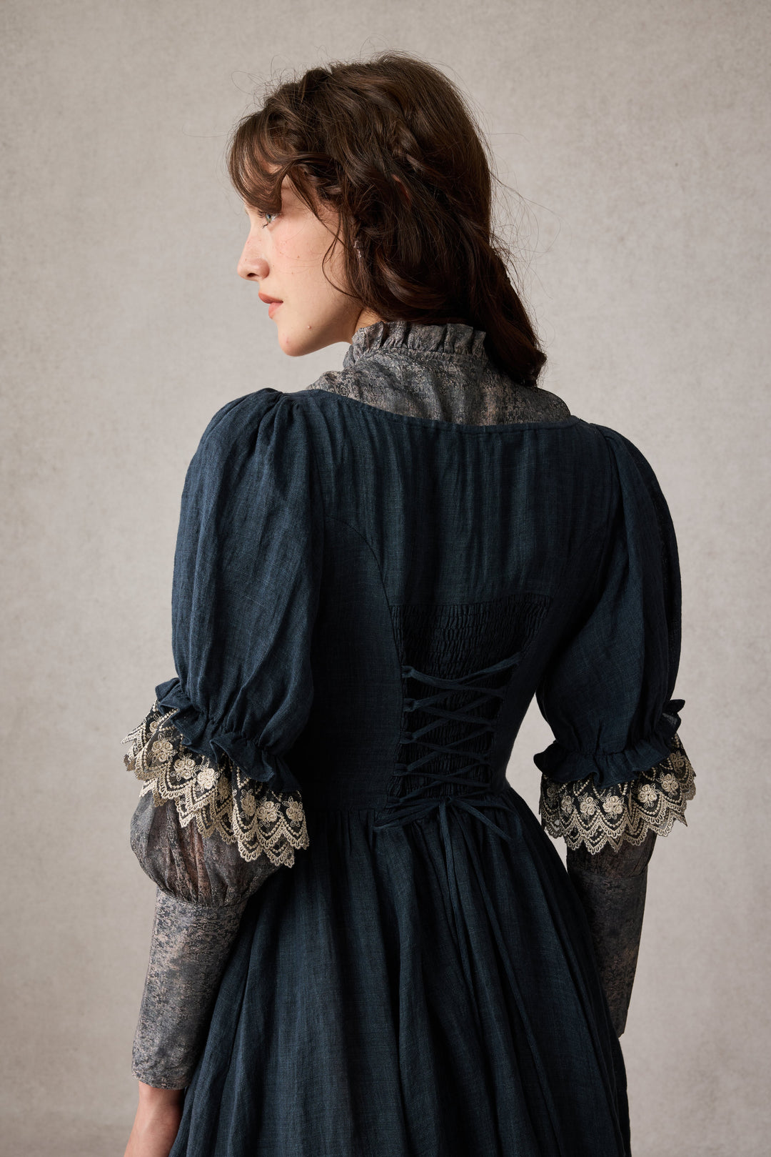 Elowen 27 | Lace Linen dress gown ( 2 way to wear )