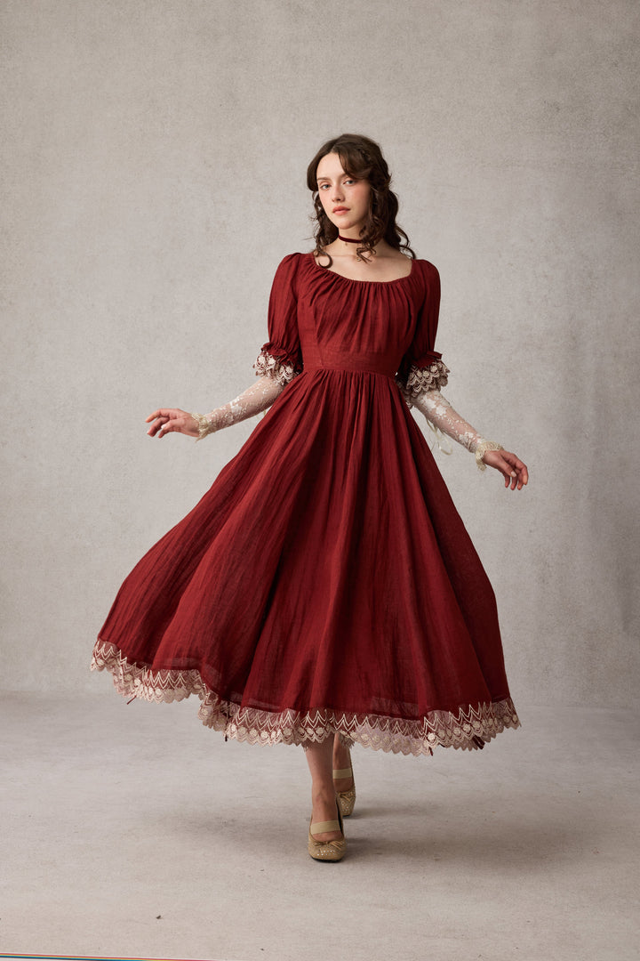 Elowen 27 | Lace Linen dress gown ( 2 way to wear )