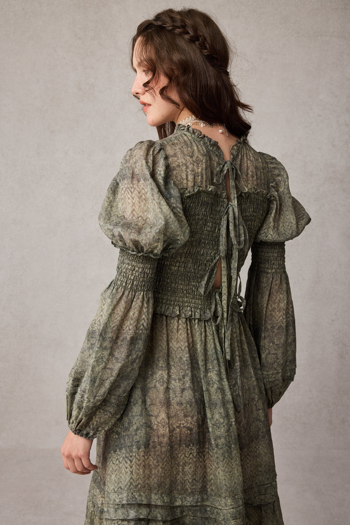 Jane 33 |Edward Smocking Linen Dress Chemise