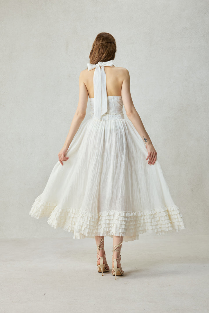 Dorothy 27 | Ruffled maxi linen skirt