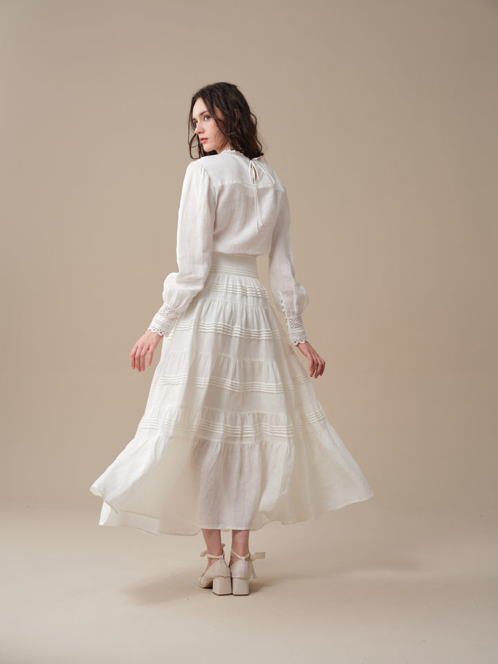 Alice 12 |  Pintuck Linen Maxi Skirt