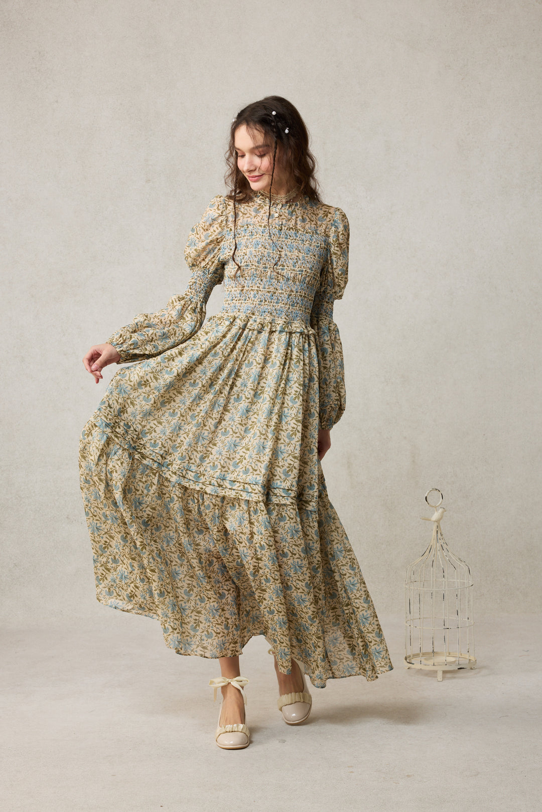 Jane 33 |Edward Smocking Linen Dress Chemise