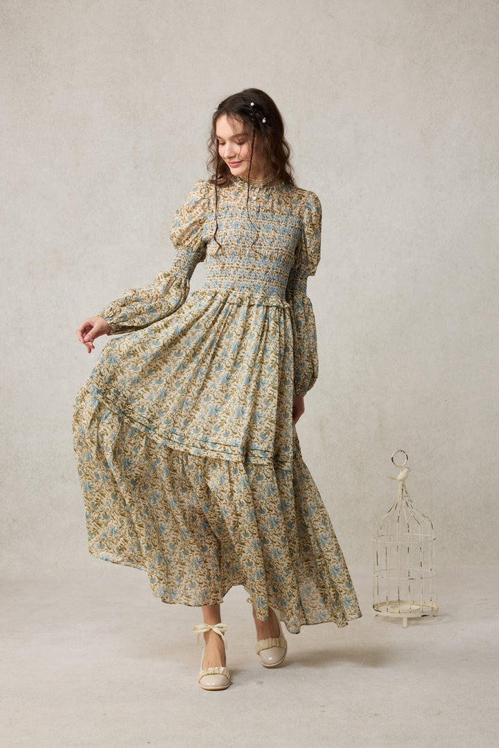 Jane 33 |Edward Smocking Linen Dress Chemise