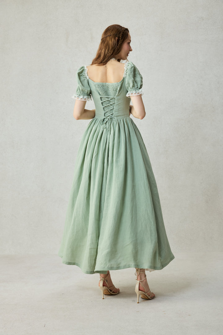 Monet Haze 26 | Fairy layered Linen Dress with pintucks