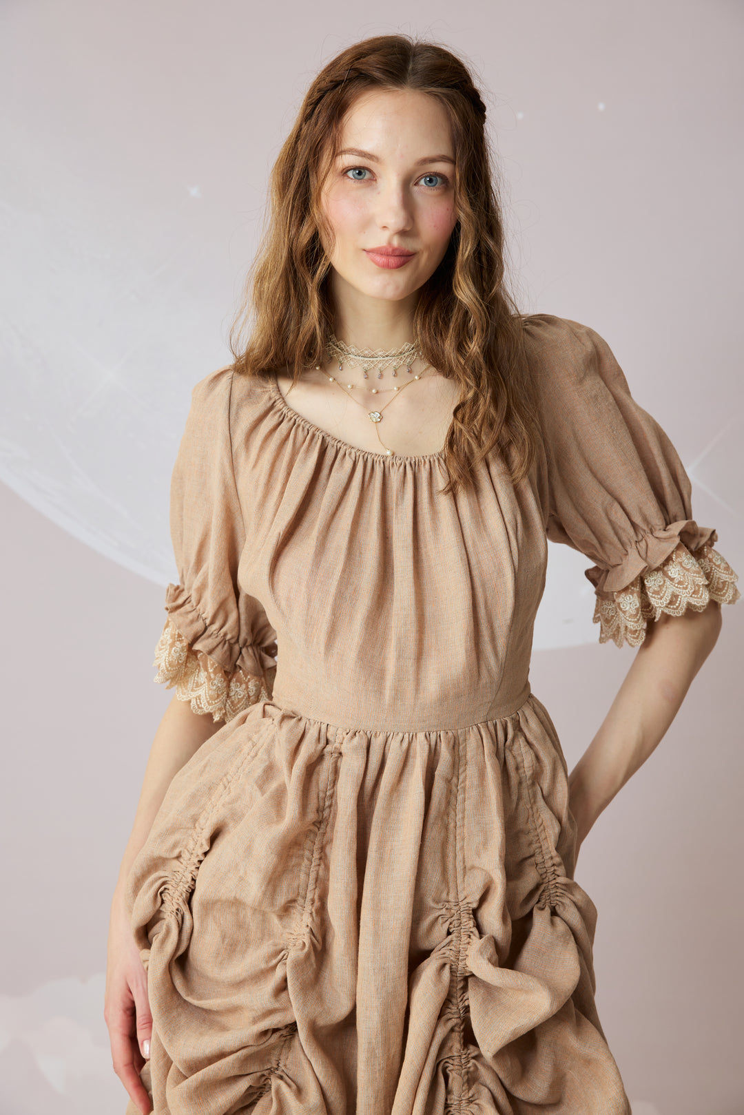 Elowen 27 | Lace Linen dress gown ( 2 way to wear )