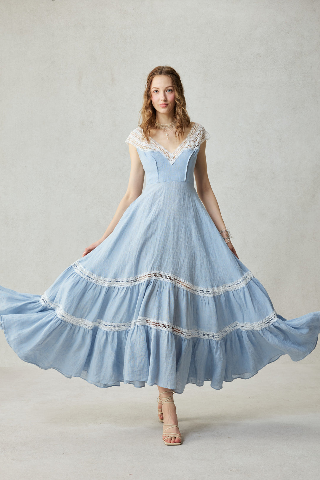 Cherry Tree 25 | Lace Linen flared dress