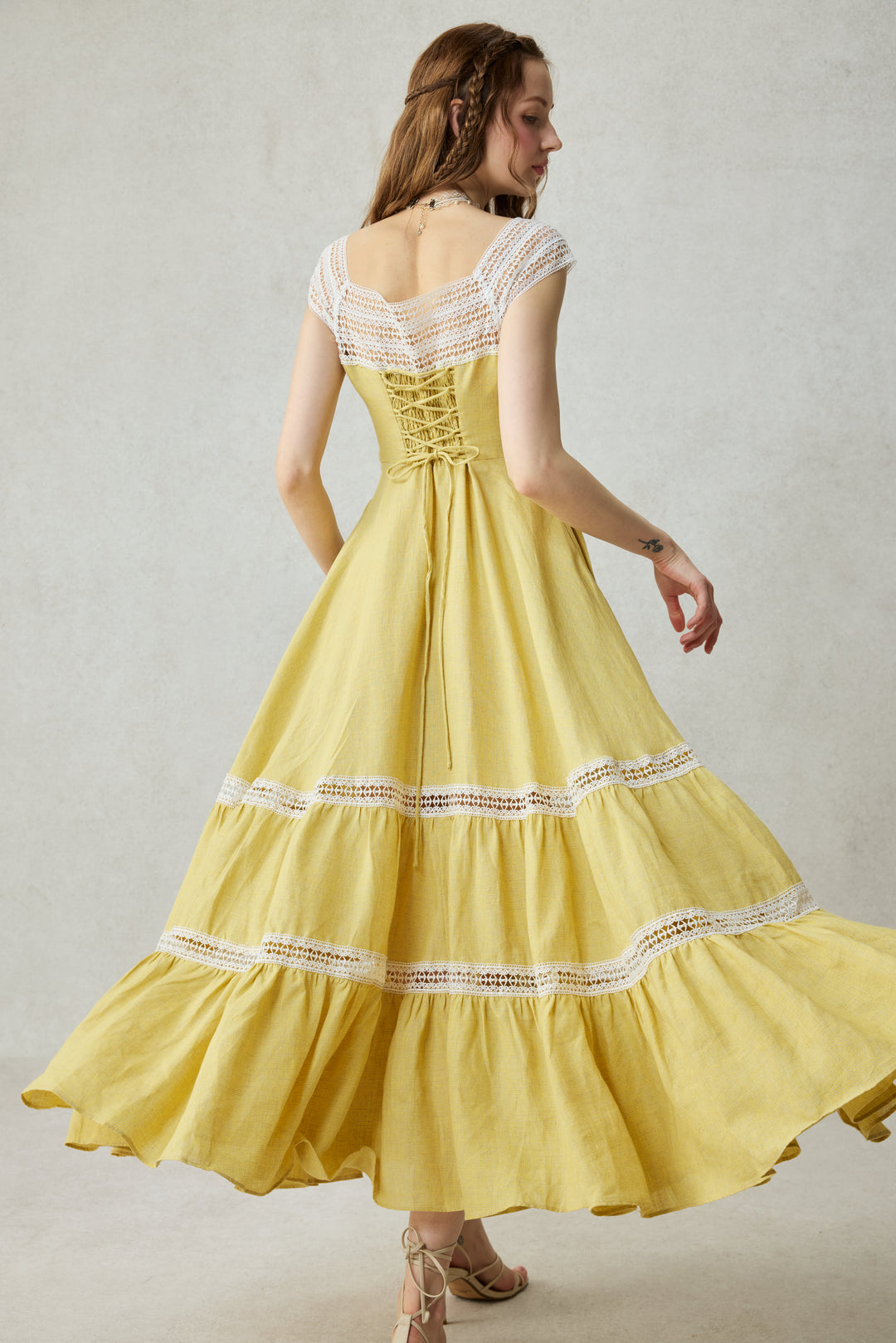 Cherry Tree 25 | Lace Linen flared dress