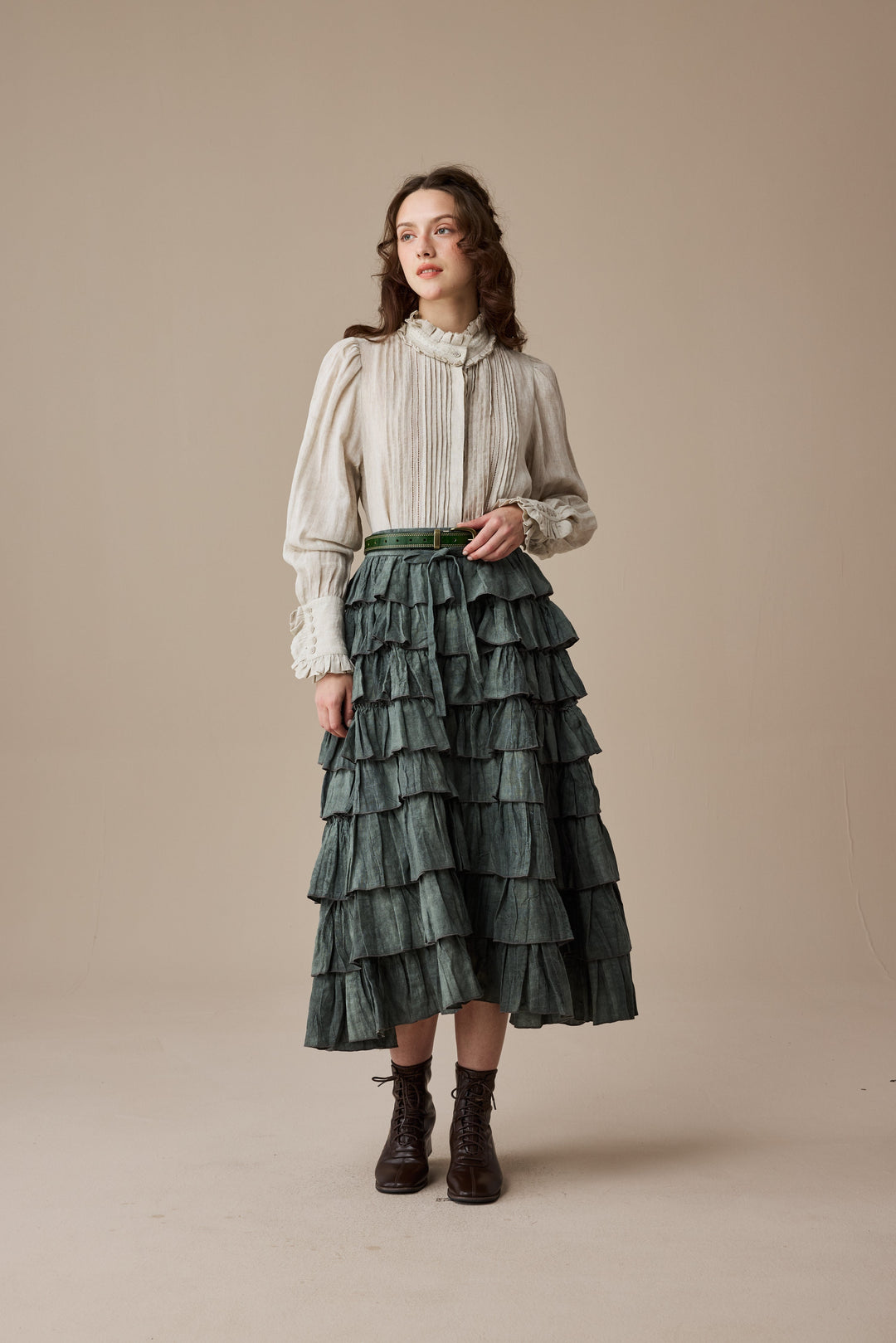 Ischia 14 | Layered petal linen skirt