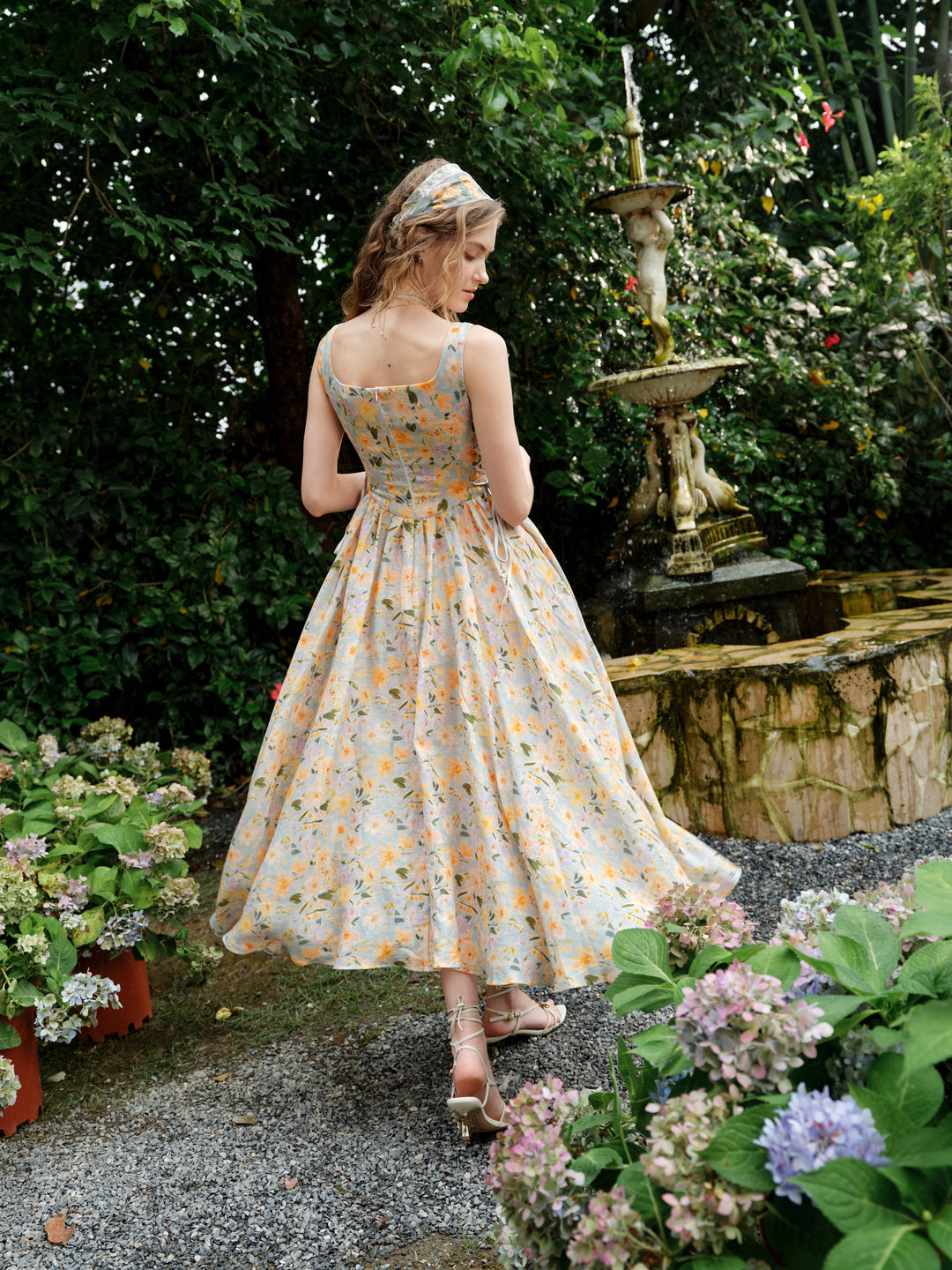 Adelia 17 | lace up daisy linen dress
