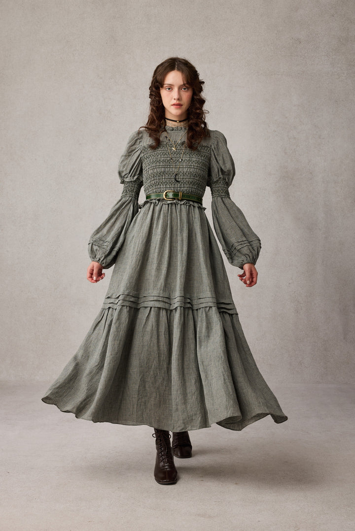 Jane 33 |Edward Smocking Linen Dress Chemise