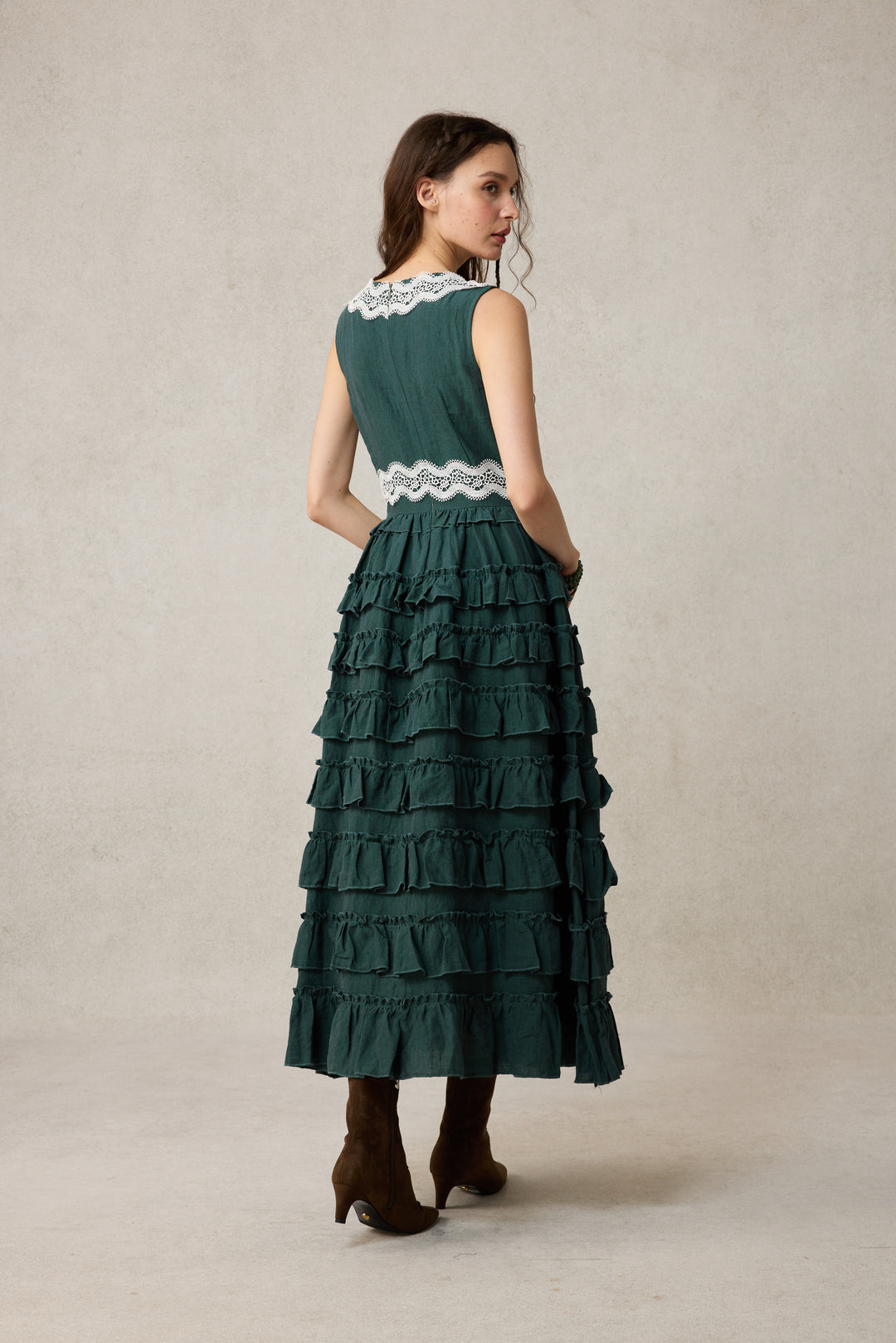 Nolita 28 |Lace & Linen Dress Gown （With Gift scarf)