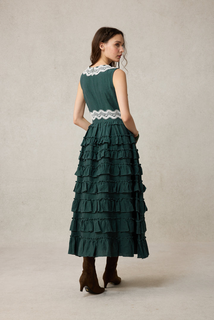 Nolita 28 |Lace & Linen Dress Gown （With Gift scarf)