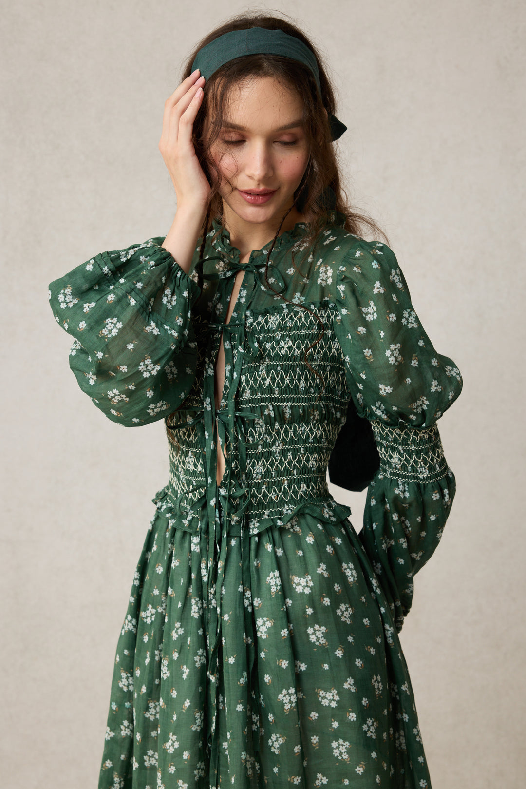 Jane 33 |Edward Smocking Linen Dress Chemise